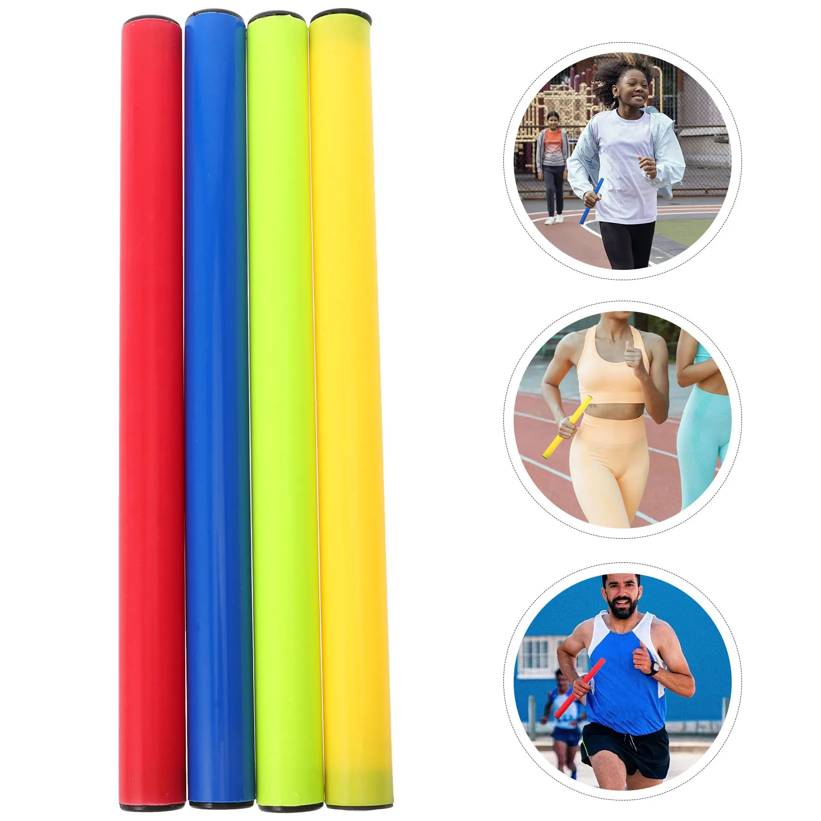

4pcs Plastic Relay Baton Racing Competition Tools Light Weight Smooth Edge Bright Color Easy Passing For Kids Adults