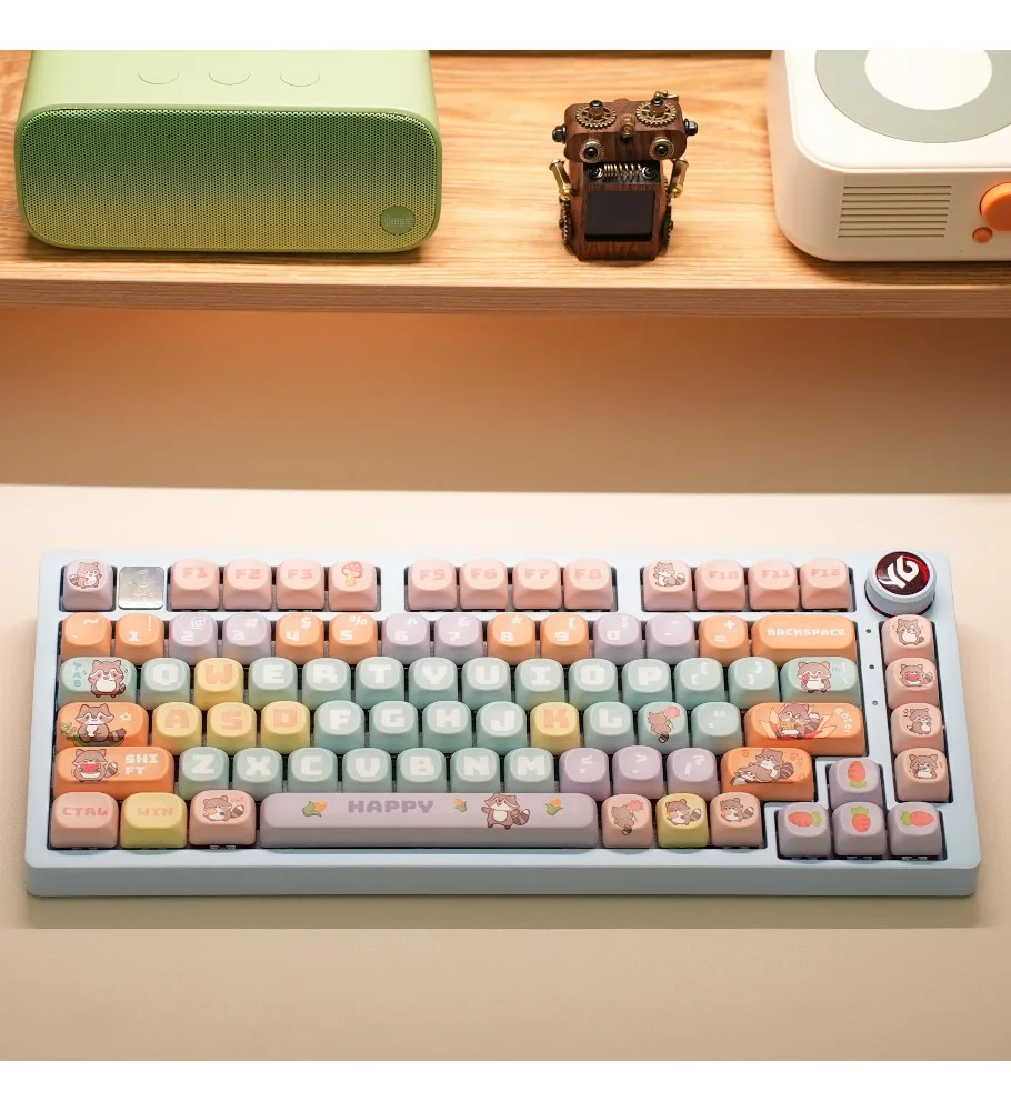 Cute little raccoon PBT keycap wooting87 keyboard cap hot sublimation custom DIY hot sublimation class MOA height