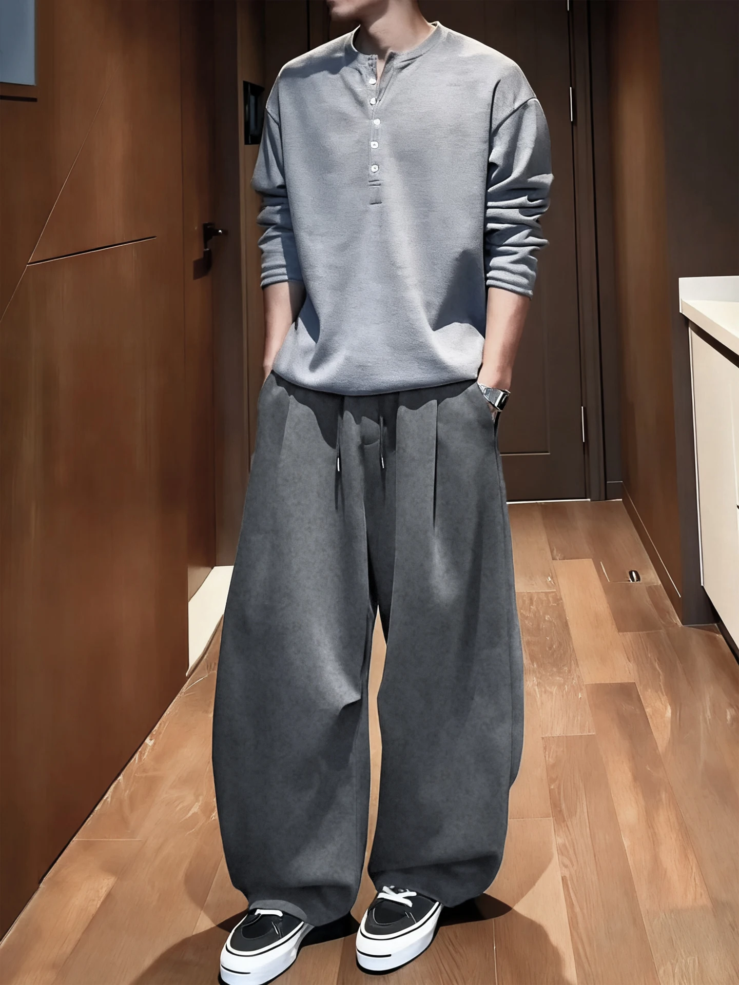 

Мужские спортивные брюки Deep ey, свободного кроя, прямые, из хлопка, для осени, молодежный стиль