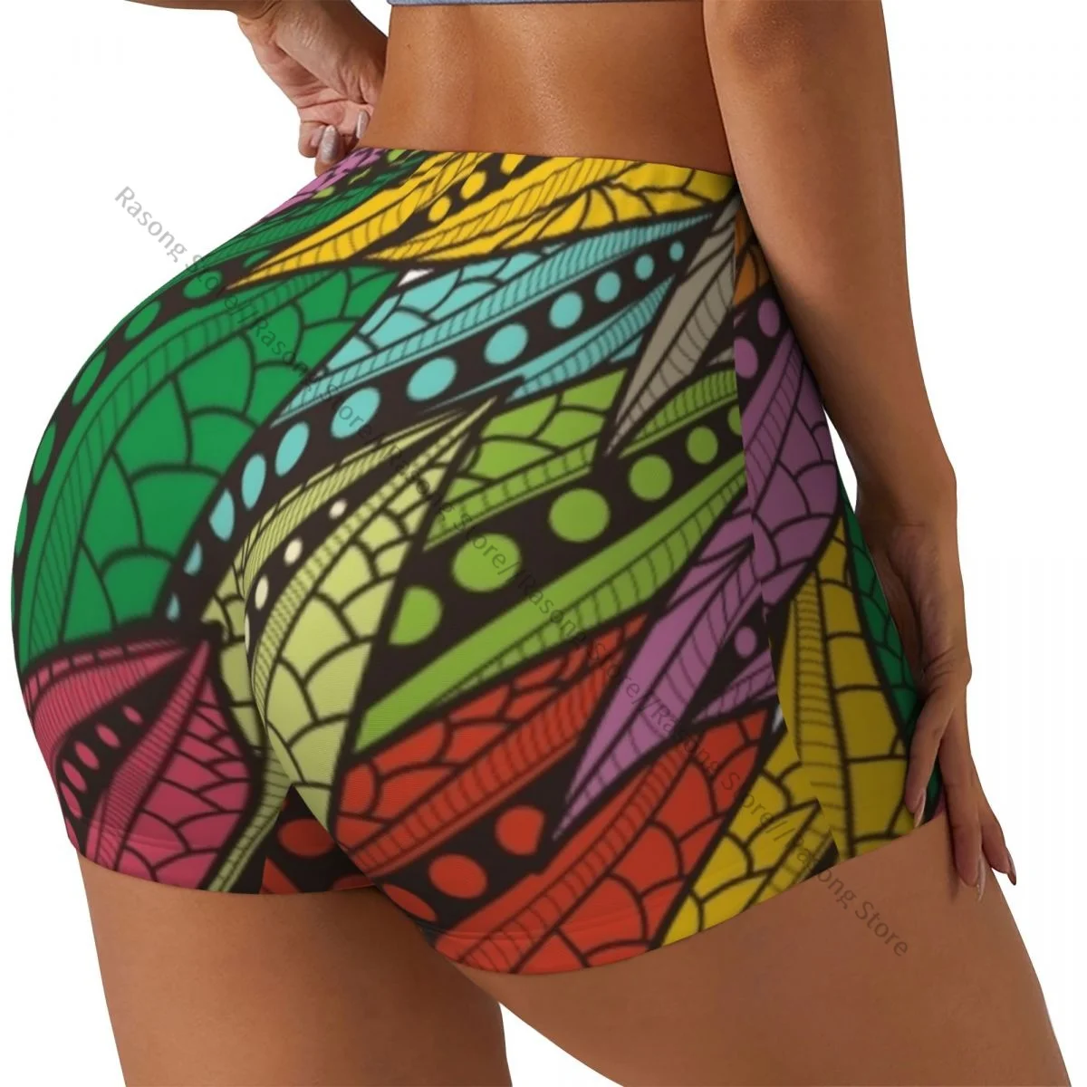 

Женские шорты для йоги с абстрактной текстурой Leave, шорты для тренировок, быстросохнущие женские шорты для йоги, тренажерного зала, бега, спортивная одежда