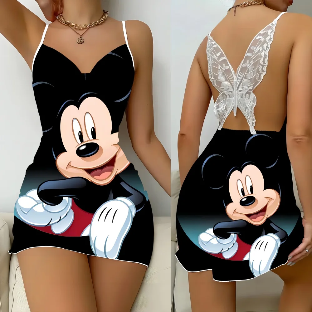 New Pattern Disney Cartoon Women's Pajama Sexy Charming Female Suspender Sleeping Dress Summer Sleevesless Nightwear for Women