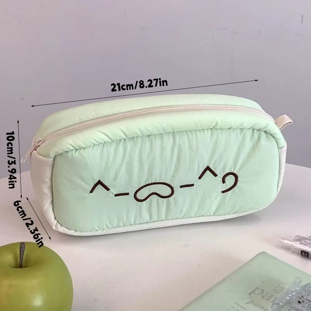 Cartoon Soft Pen Bag Contrast Color Large Capacity Stationery Bag Double Layers Stationery Storing Bag School Office
