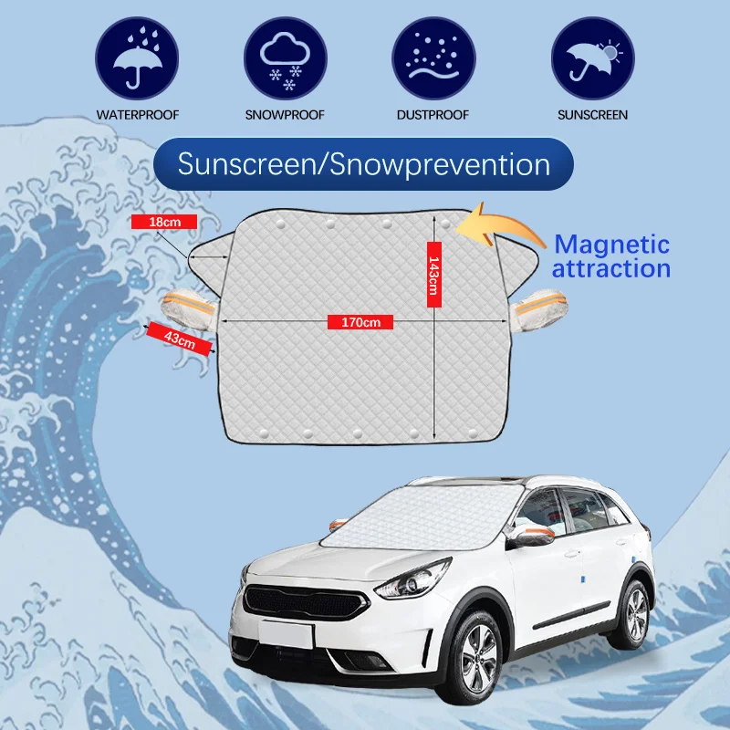 

For KIA Niro EV HEV Car Winter Windshield Snow Cover Frost Protection Anti-ice Front Windscreen Cover