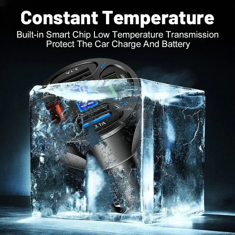 250W car charger quick charge cigarette lighter adapter 6-Port USB A USB C fast charging phone charger for iPhone Xiaomi Samsung image 3