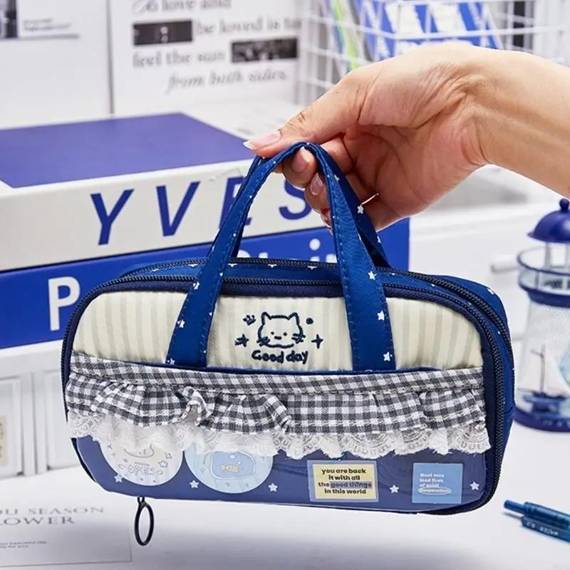 Pencil Storage Case with Fabric Construction, Multiple Compartments, Integrated Carry Grips and Closable Main Section 896C