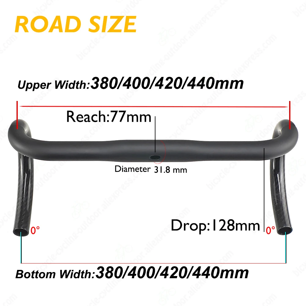 Bicycle Road Carbon Handlebar Ultralight Internal and External Routes Reach 77mm Drop 128mm Carbon BIKE Steering Wheel