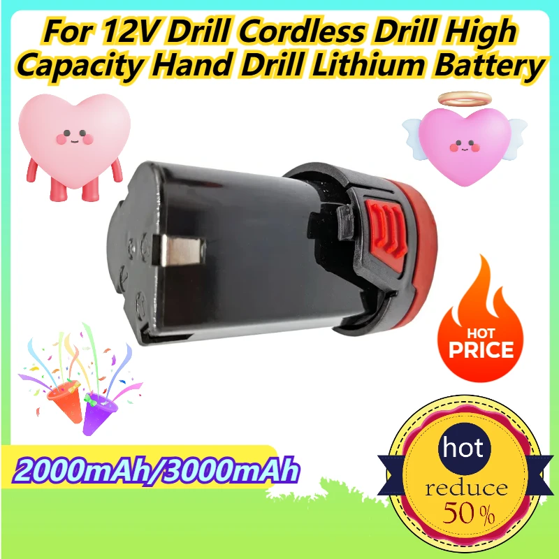 

2000mAh/3000mAh For 12V Drill Cordless Drill High Capacity Hand Drill Lithium Battery