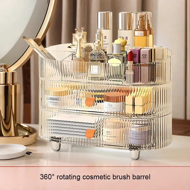 

Three-layer transparent cosmetics storage box Cosmetics skin care product management Lipstick Cosmetics Stackable drawer Storage