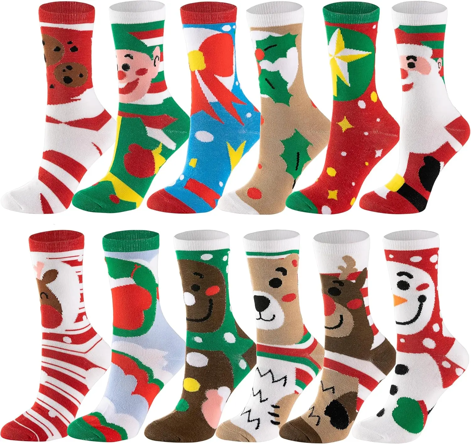 

JOYFY, 12 пар рождественских носков, рождественские носки для женщин, подарок на праздник или день рождения