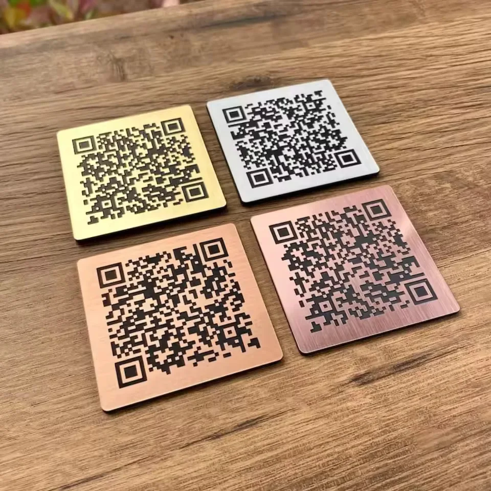 Custom Metal QR Code Plaque Self Adhesive Payment Code Wifi Plate Order Card Waterproof Table Number Plate For Shop Restaurant image 3