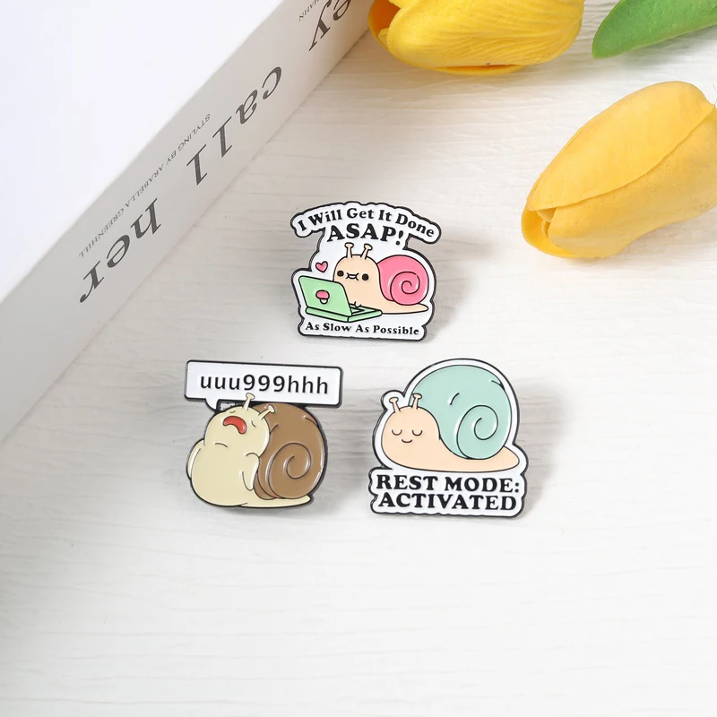 I Will Get It Done ASPS! As Slow As Possible Snail Enamel Pins Snail Animal Rest Mode Activated Uuu999hhh Brooch Badge Jewelry