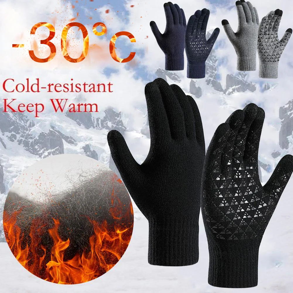 1/2 paar Warme Winter Touchscreen Handschuhe Frauen Männer Stricken Anti-Slip Fäustlinge Outdoor Radfahren Fahren Handschuh wandern Camping Arbeit Handschuh