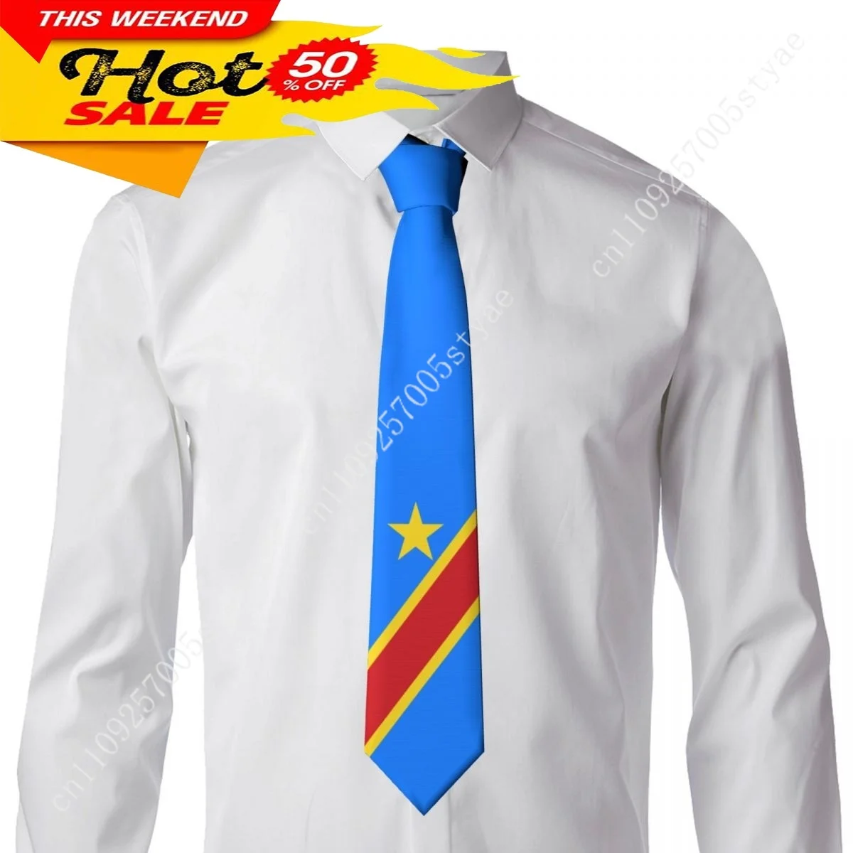 Democratic Republic Of Congo Flag Tie Emblem Necktie Men Women Neck Ties Casual Plaid Tie Suits Slim Wedding Party Business