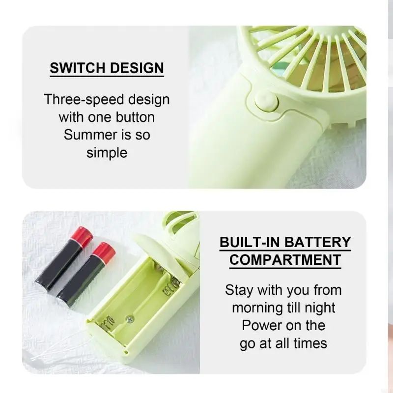 Quạt cầm tay Molf 1.5V AAA Pin nhỏ Quạt điện làm mát động cho văn phòng du lịch Quạt làm mát ngoài trời