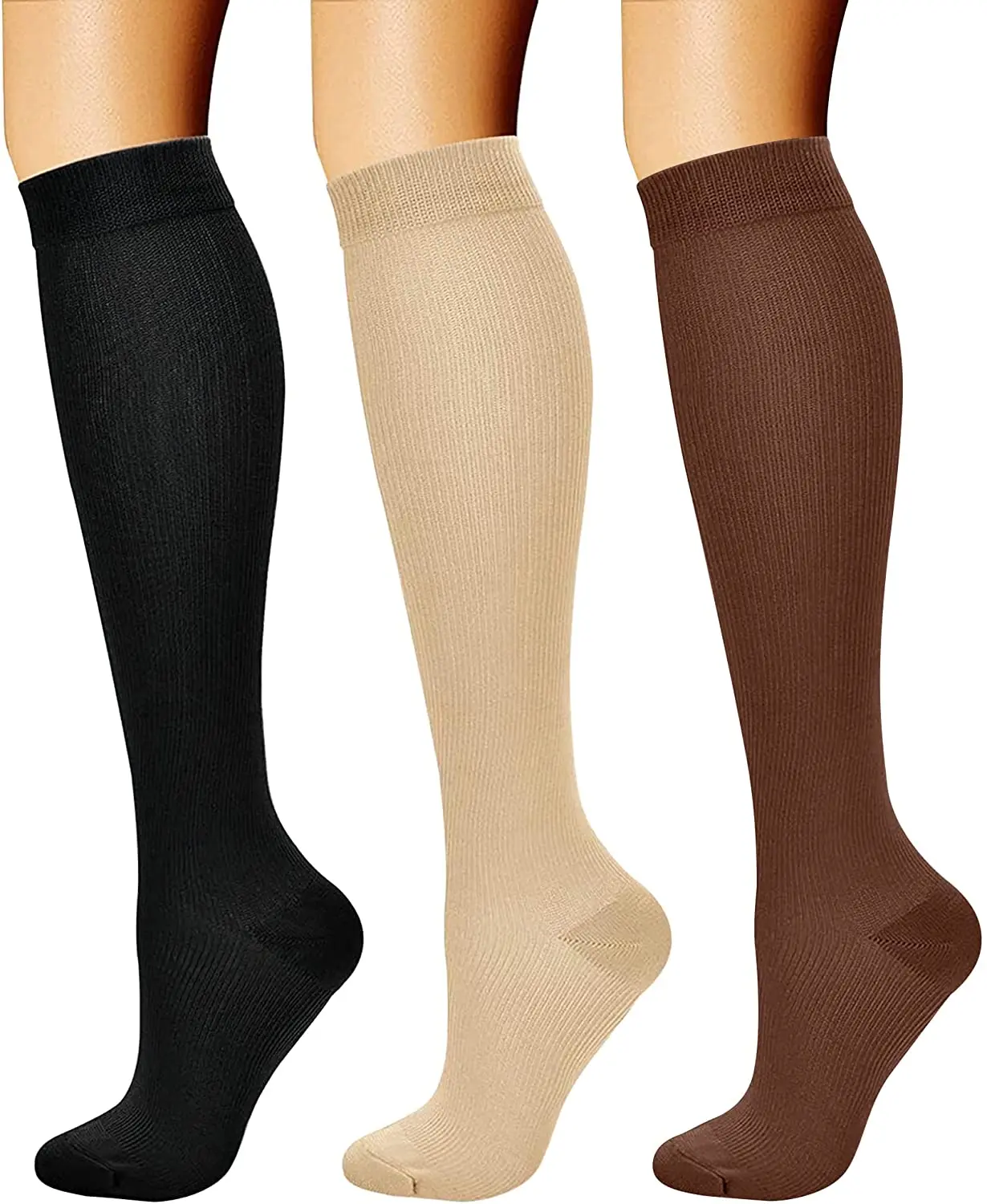 

3 Pairs Compression Stocking Women 30MmHg Running Sports Socks Pregnant Edema Diabetes Varicose Veins Travel Compression Socks