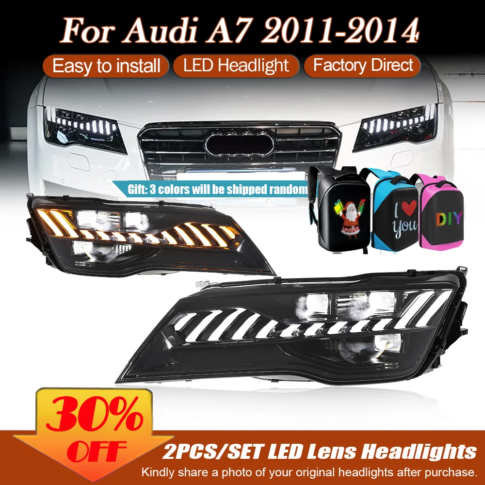 

Headlights Assembly For Audi A7 Headlamp Projector Lens Matrix 2011-2014 RS7 Dynamic Signal LED DRL Daytime Lights Plug And Play