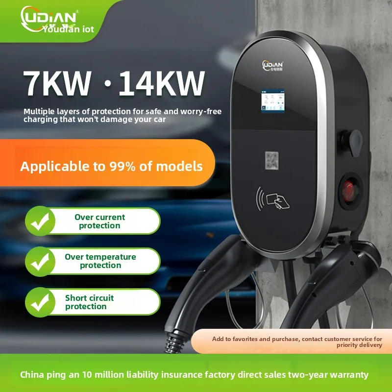 New Energy Electric Vehicle Charging Pile 7Kw Single/Dual Ac Temperature Sensing Dual Control Scan Code Swipe Card Oem Fast