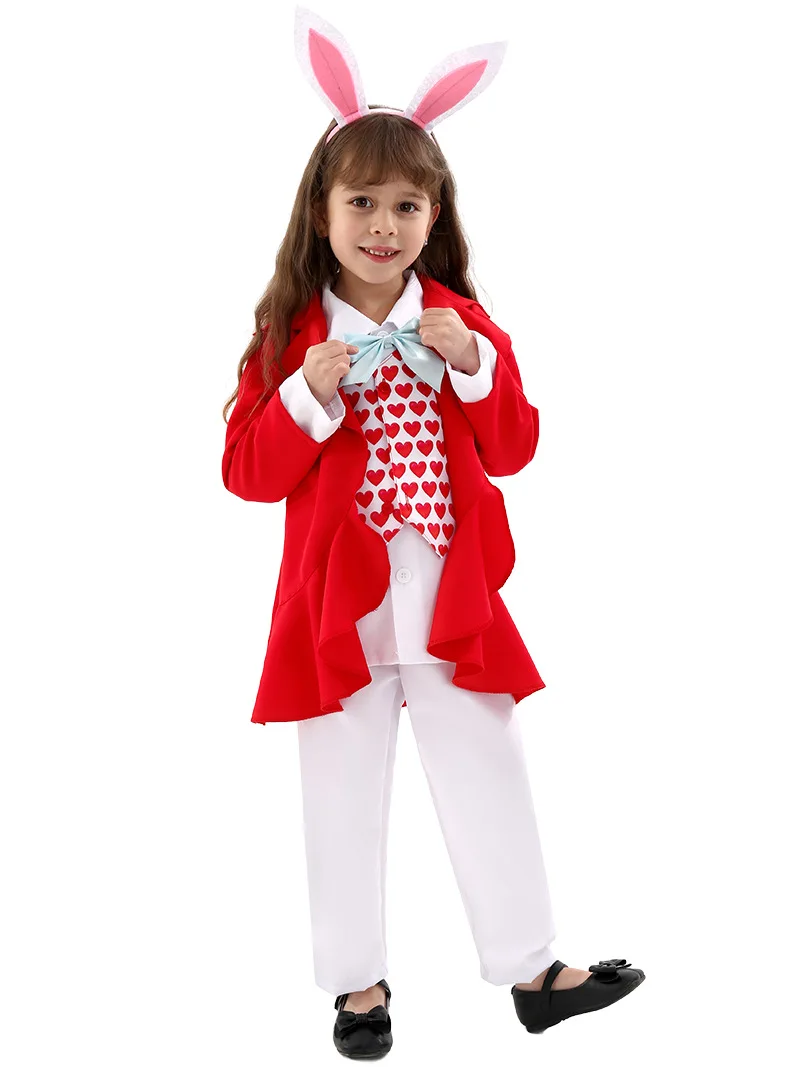 2024 Waardige Witte Konijn Peuter Kostuum Meisjes Alice Konijn Fancy Dress Cosplay Kids Halloween Dhr Wit Konijn Purim Kostuum