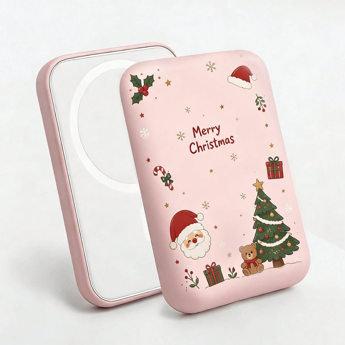 2-Pack Magnetic Power Bank Protective Case Compatible with Magsafe Battery Pack Cover, Cute Christmas Pattern Design, Ultra-Thin Tpu Shockproof Protective Case, Ultra-Thin Scratch-Resistant Protective Case, Suitable for Magsafe Battery Pack, Battery Not Included - Christmas Gift