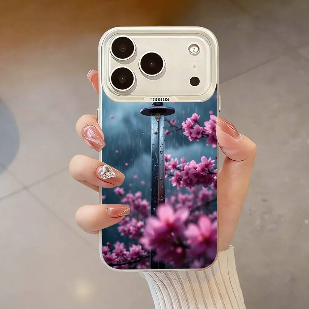 Cool Samurai Sword Phone Case para iPhone 17,16,13,12,X,11,15,14,Pro,Max,Plus,SE4,Air,Mini blanco IMD HD mate