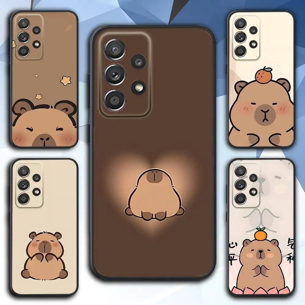 

Cute C-CapybaraS Cartoon Phone Case For Samsung S 25,24,23,22,30,21,10,9,Ultra,Plus,Lite,FE,4,5 G Soft Black Case