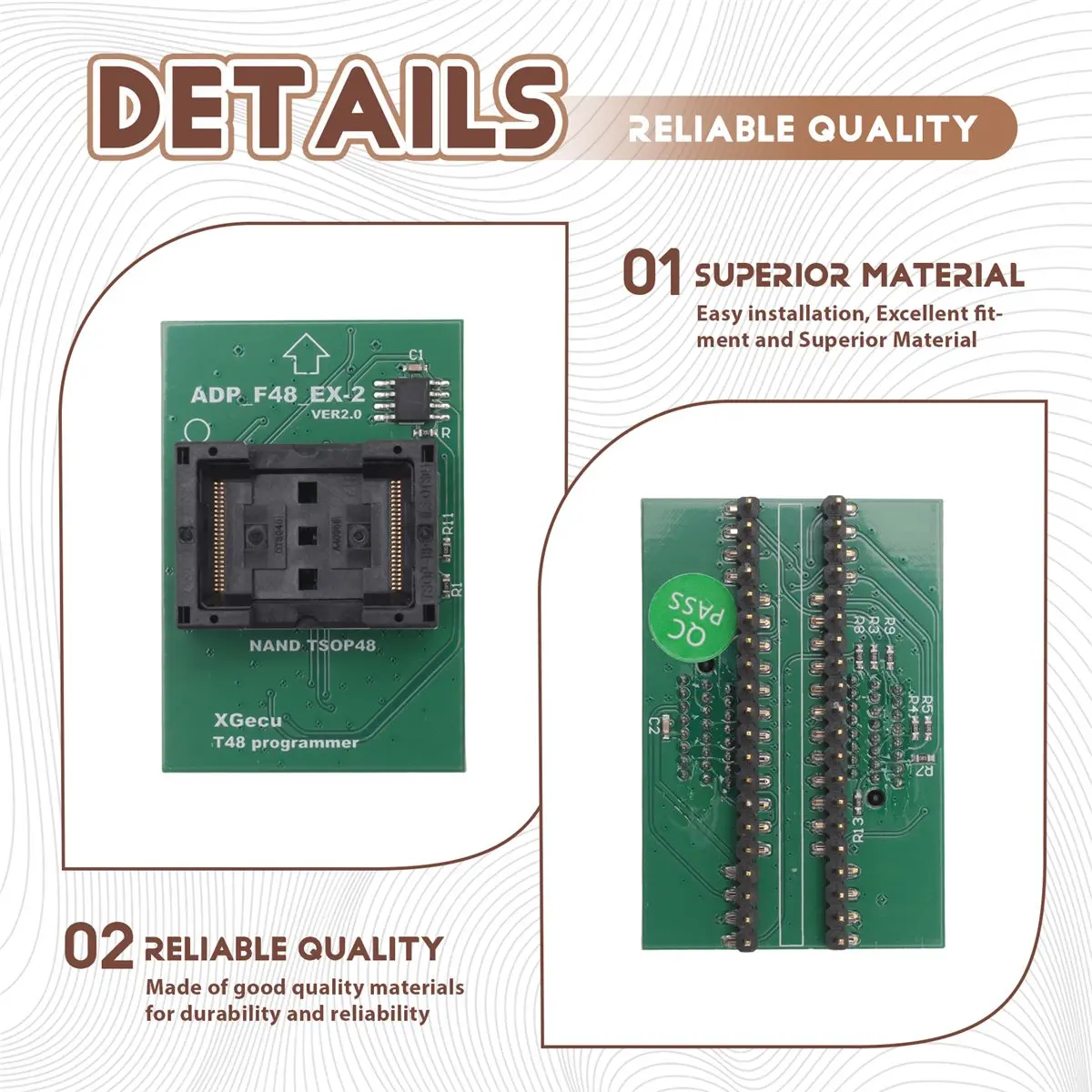 High-quality PC accessories in Stock TSOP48 NOR Programmer Adapter Wire Burning Socket for T48 Chip Socket