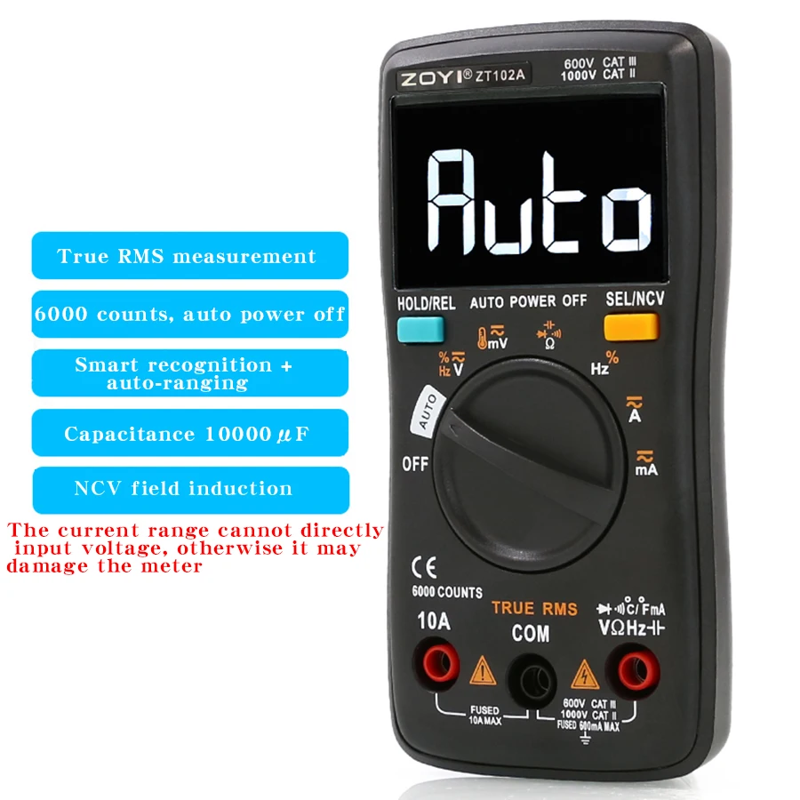 ZOYI ZT-102A inteligentny multimetr dla elektryków gospodarstwa domowego wysoka precyzja cyfrowy Mini Anti Burn w pełni automatyczny uniwersalny miernik — zdjęcie 3