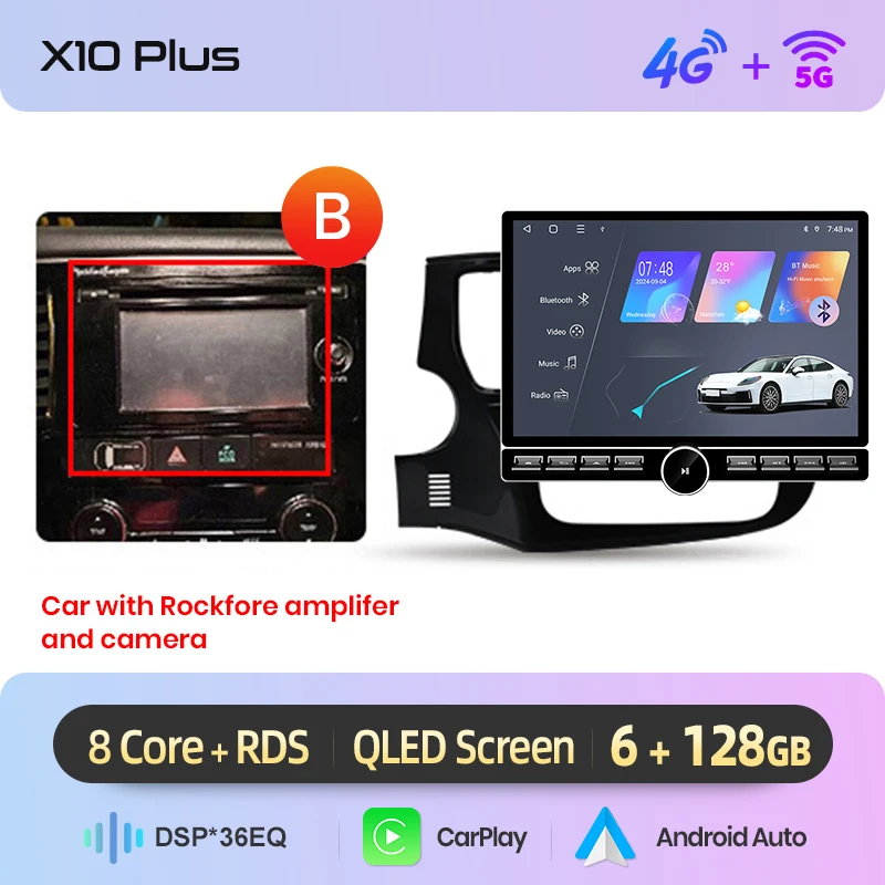Junsun 13.1″ QLED Draadloze CarPlay Android Auto Autoradio Voor Mitsubishi Outlander 3 2012-2018 Intelligente Systemen DSP SWC RDS
