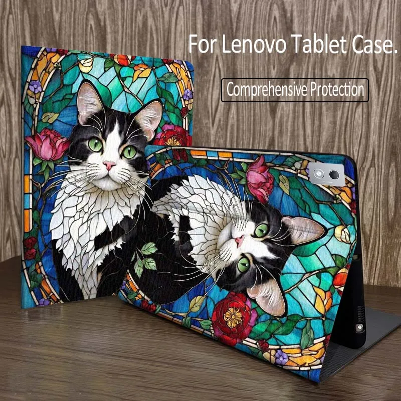 

Stained Glass Cat Art Tablet Case For Legion Xiaoxin Pad P12 Pro Y900 GT 2023 2025 12.1 12.7 14.5 inch