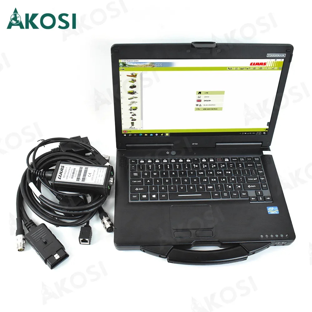 For CLASS agriculture tractor construction truck diagnostic for Claas simulator p/n14204140 cable and CF53 laptop