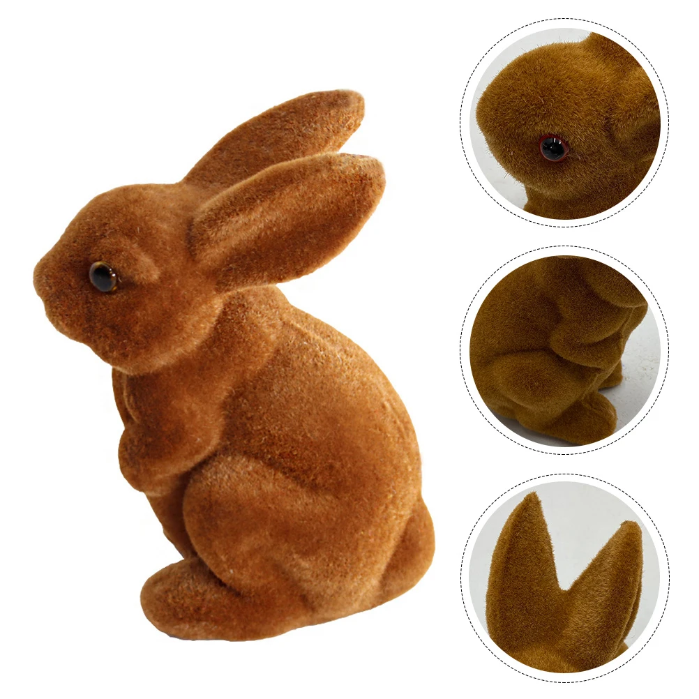 

2 pcs Foam Rabbit Decorations Easter Theme Garden Sculptures Multi-Color Hand-Painted Miniature Statues For Home Gift