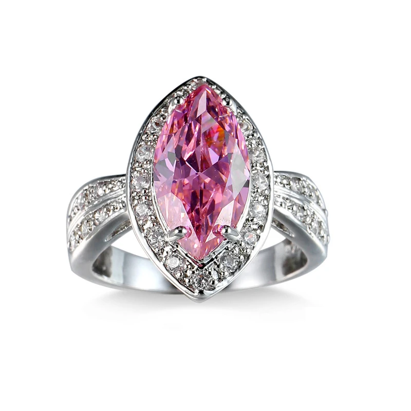 

Уникальные розовые кольца из стерлингового серебра 925 пробы с кубическим цирконием AAA, роскошные украшения с камнями для женщин и девушек, свадебные кольца, Anel Feminino, прямая поставка