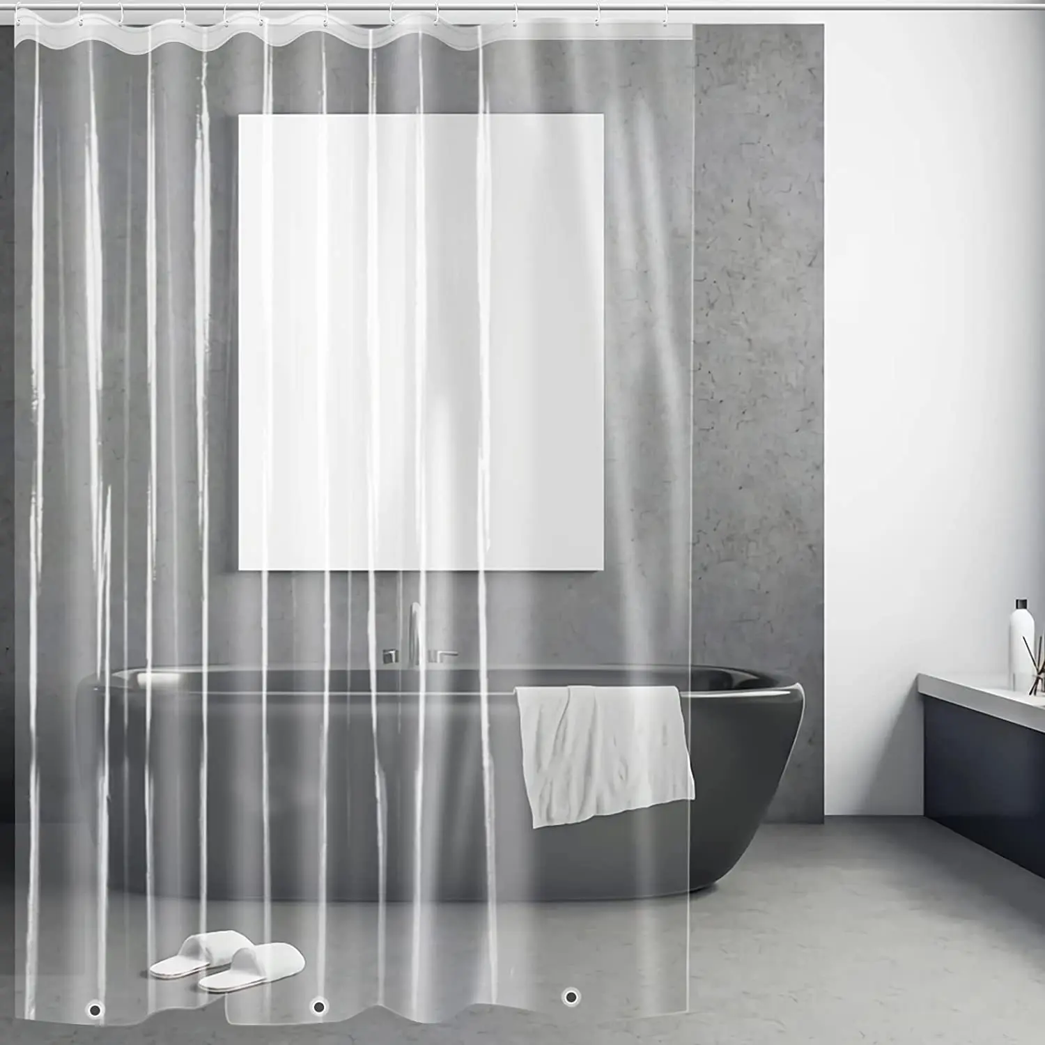 Transparent Shower Curtain Punching-Free Door Curtain Waterproof And Mildew-Proof Thickened Isolation Curtain