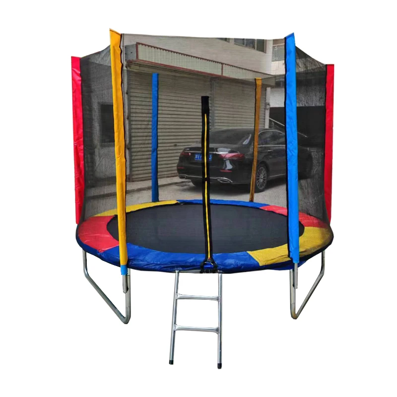 

8FT Durable Indoor/Outdoor Round Trampoline With Safety Net Kids Fitness Gym Use Factory Price