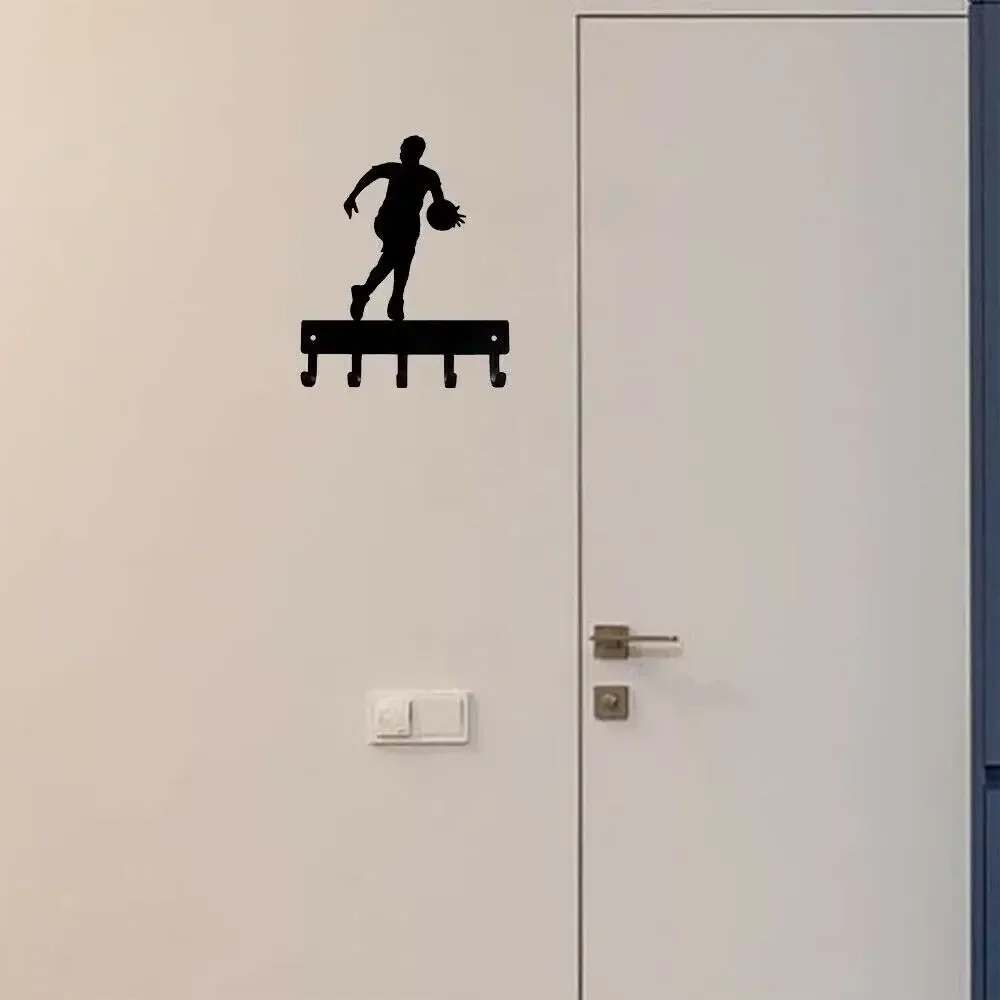 CIFBUY Metal Wall Art Basketball Player Key Hooks Holder Iron Sculpture Wall Mounted Hook Outdoor Garden Yard Decor Home