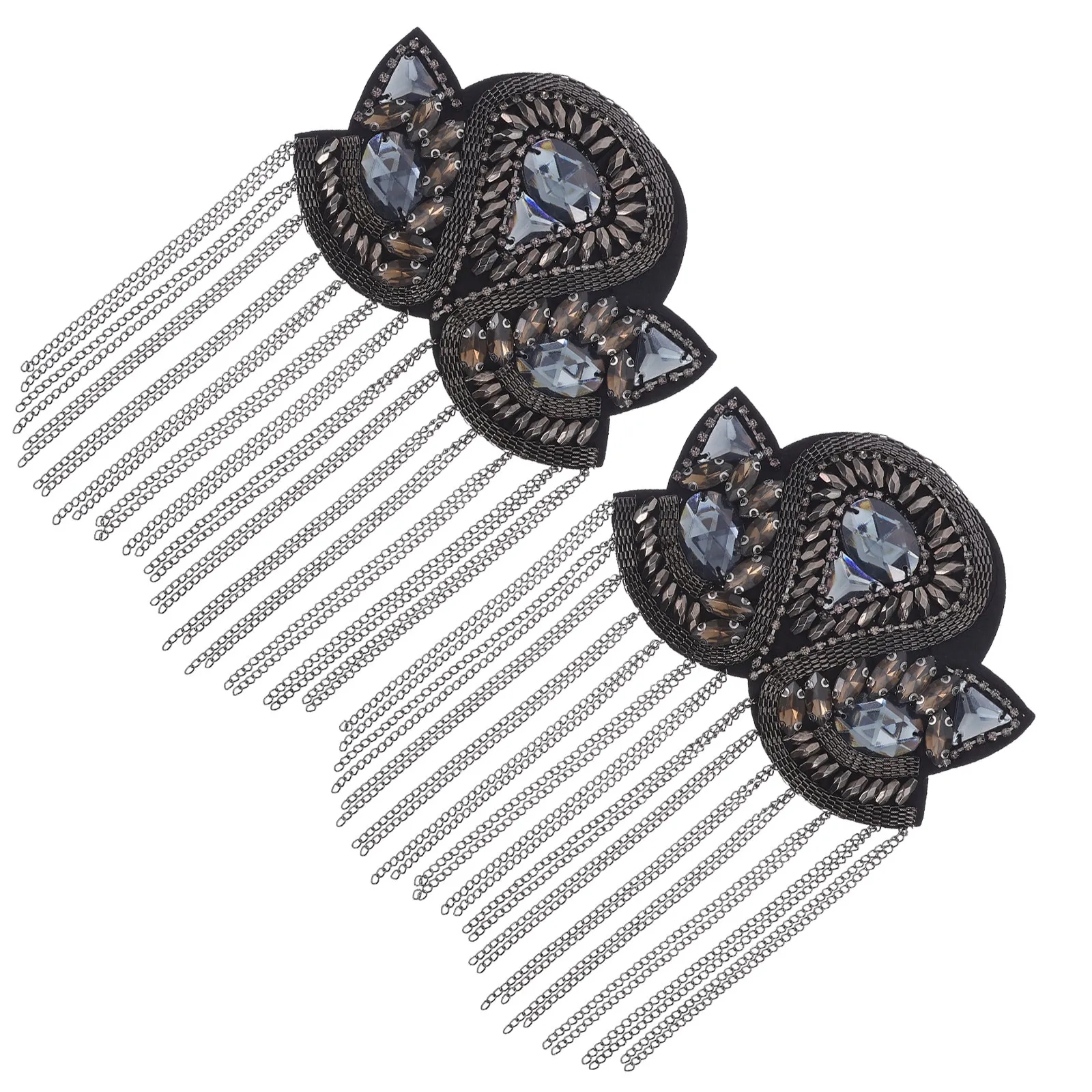 Metal Rhinestone Tassel Shoulder Epaulettes – 2pcs Detachable Punk Brooch Pins for Blazer, Costume & Festival