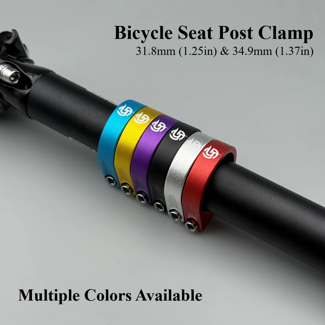 1Pc Aluminum Alloy Bike Seat Post Clamp - 31.8mm & 34.9mm, Fits Seat Post Diameters 27.2/28.6/30.4/30.8/30.9/31.6mm, Sandblasted