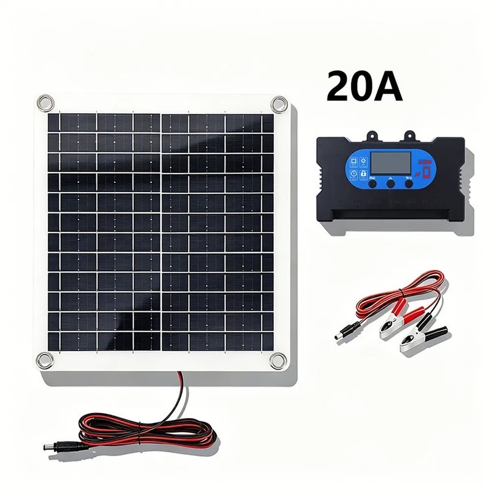 12W Solar Panel with Integrated Controller for For outdoor Camping RV Boats 12V System Compatible DC5521 Output