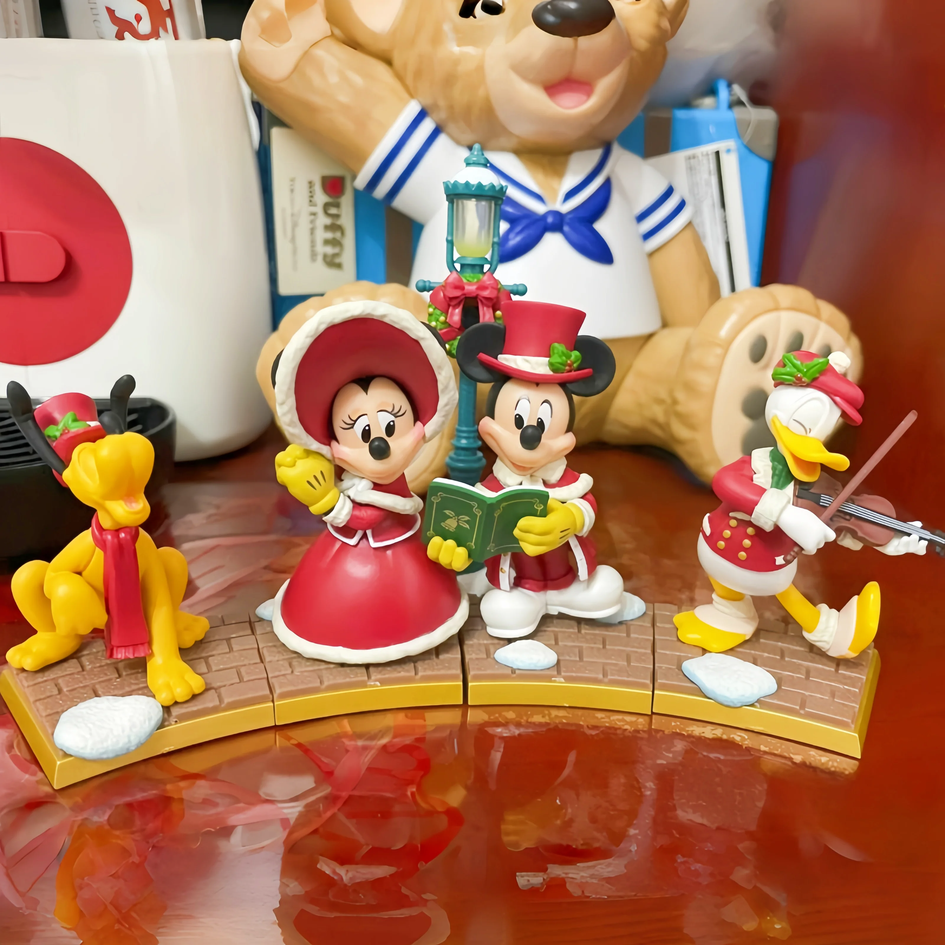 

Disney Christmas Kawaii Mickey Minnie Figurines Collection Model Toys Limited Peripheral Tabletop Decoration Xmas Gifts for Fans