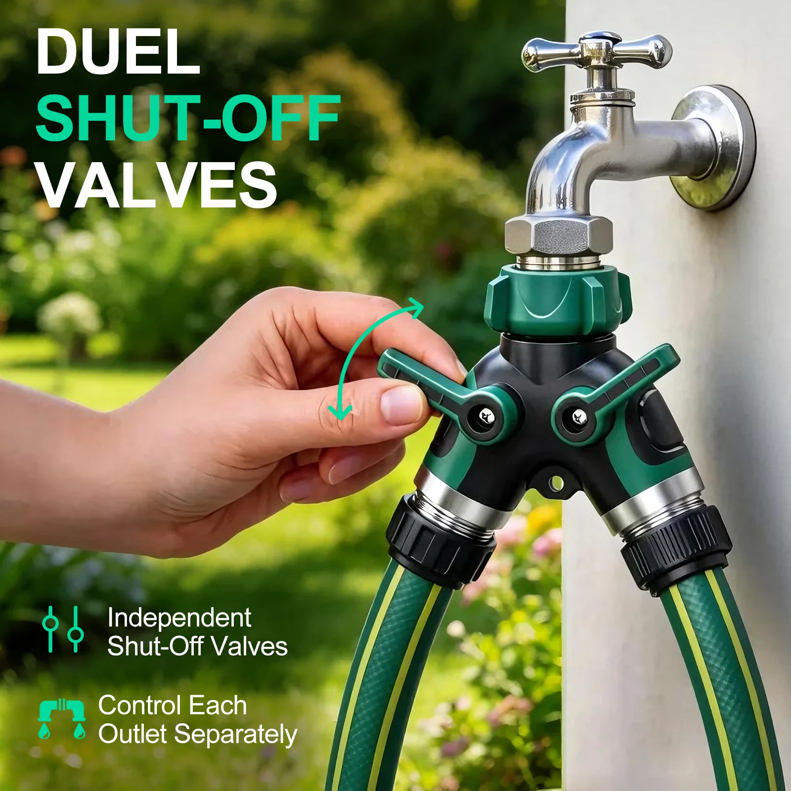 3/4 Thread 2-way Tap Hose Water Splitter Garden Tap Y Splitter Watering Fittings Adjustable Switch Joints