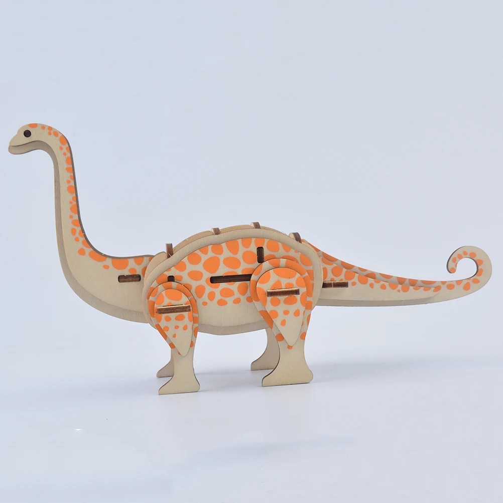 

High Quality Wooden Dinosaur Puzzle 3D Assembled Model Toy For Kids Educational Creative Gift Brontosaurus Jigsaw