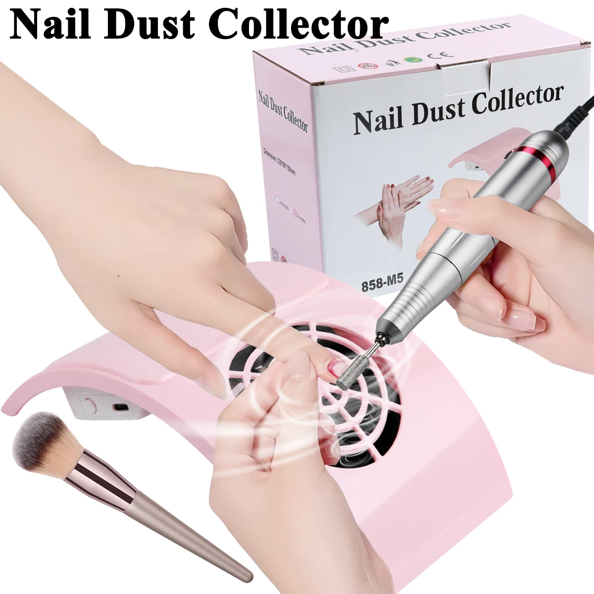 

TFSCLOIN Professional Nail Dust Collector Low Noise Nail Vacuum Collector Set Gel polishing Nail Duster for Nail Art Salon