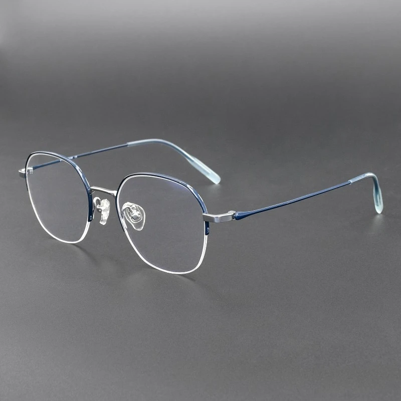 

New Ultra-light Business Titanium Glasses Frames 81029 Polygonal Half-frame for Men Blue Blocking Women Myopia Reading Eyewear