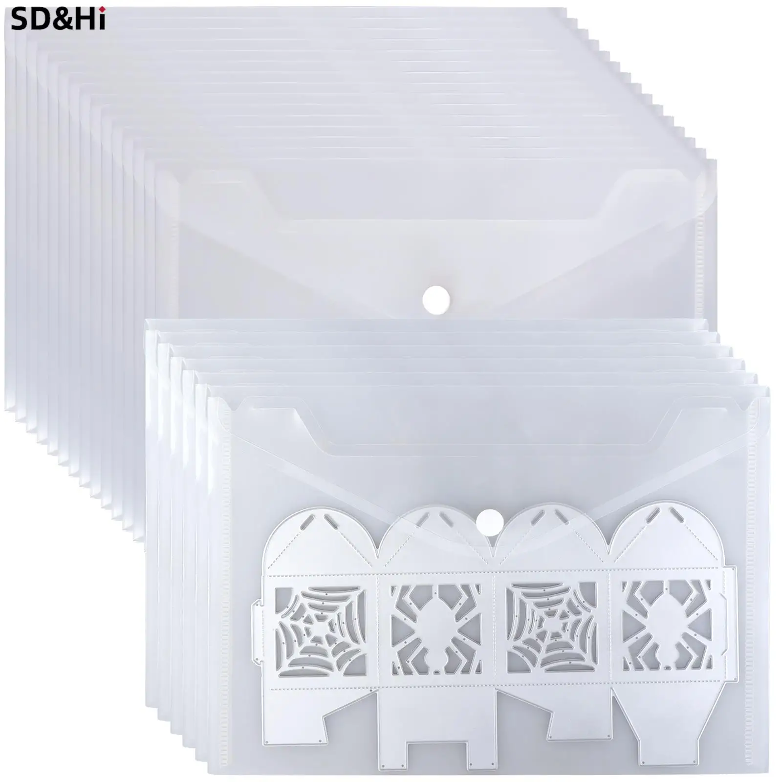 24Pcs Clear Stempel En Sterven Opbergtas Hersluitbare Plastic Opslag Pocket Grote Envelop