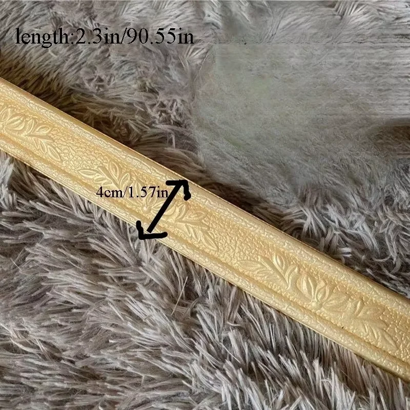 1PC 2.3m/90.55inch 3D Wall Edging Lines Foam Baseboard, Flexible Crown Molding Wallpaper Border for Home, Hotel, Bathroom, Kitch