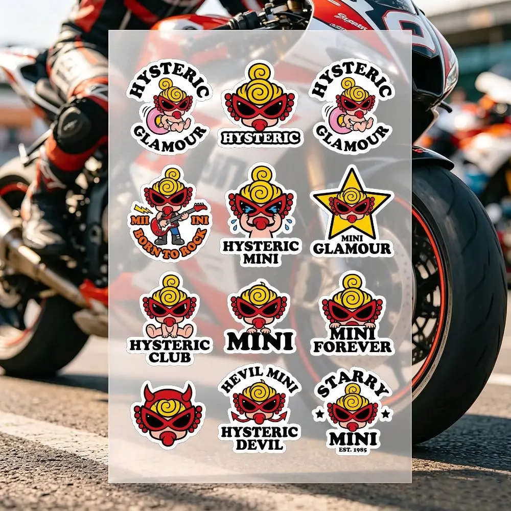 Cartoon H-Hysteric M-Mini Motorcycle Stickers Are Reflective Durable Easy To Peel And Highly Decorative