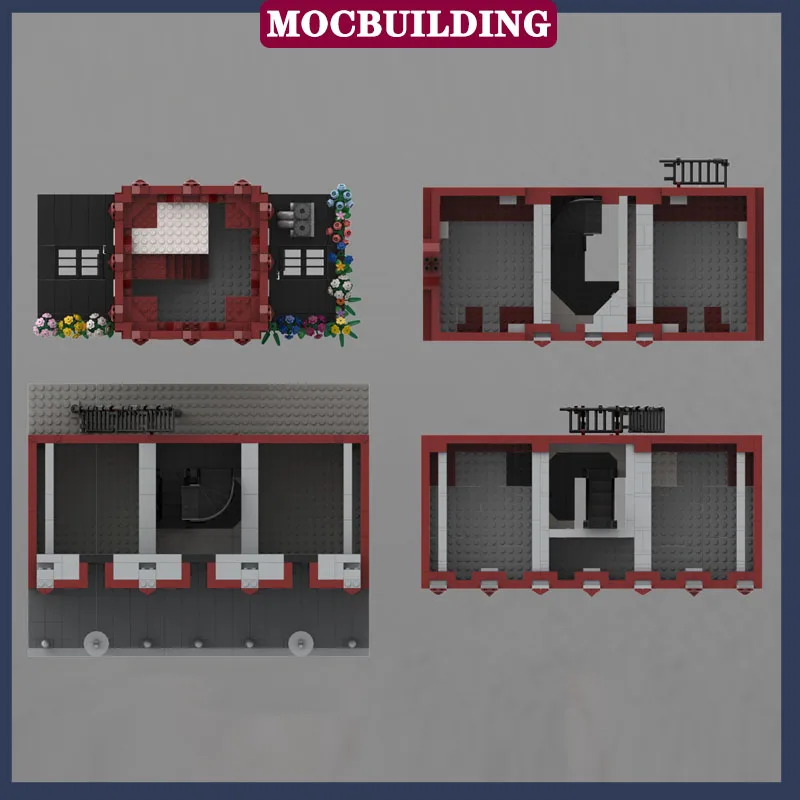 MOC Scena cittadina Stile architettonico Modello Building Block Assemblaggio Edificio alto Appartamento Negozio Collezione Serie Regali giocattolo