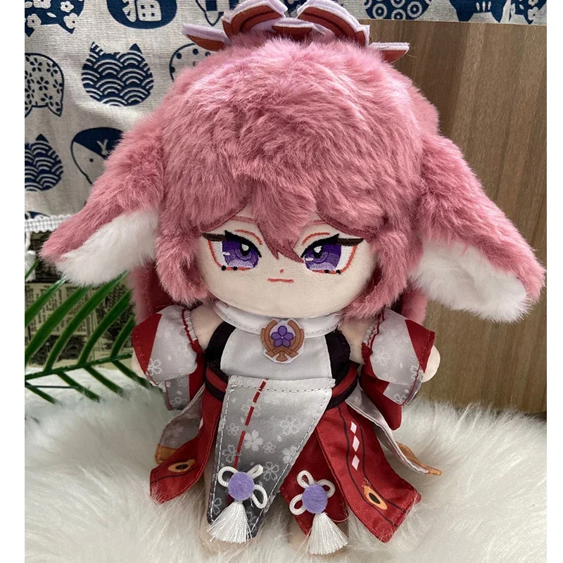 20cm Game Genshin Impact Yae Miko Plush Doll Stuffed Toy Plushie w/Clothes Adorable Anime Figure Puppet Birthday Xmas Gift 8inch