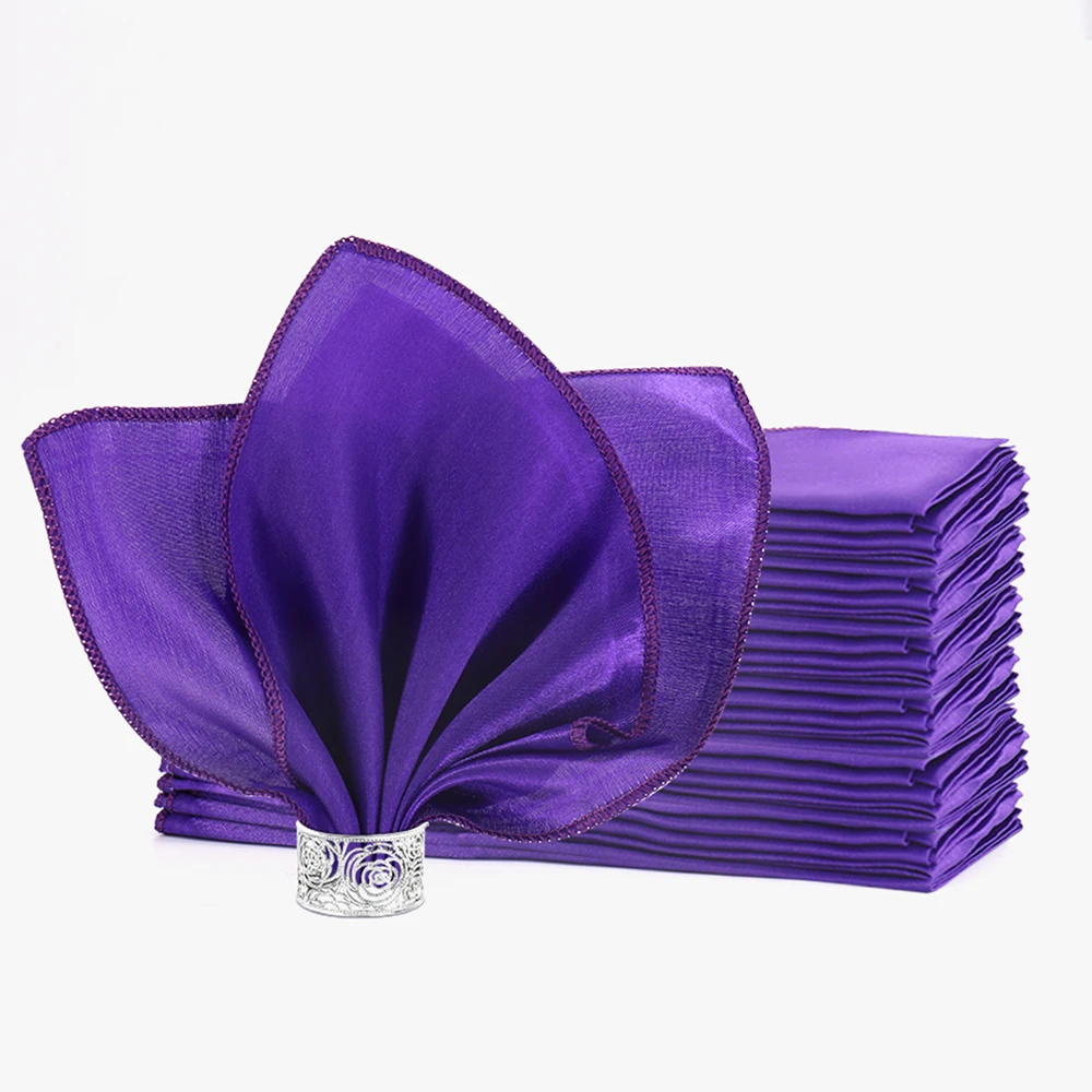 12Pcs Square Table Napkins Handkerchief Romantic Wedding Banquet 30X30cm Satin Table Napkin For Dinner Party Decoration