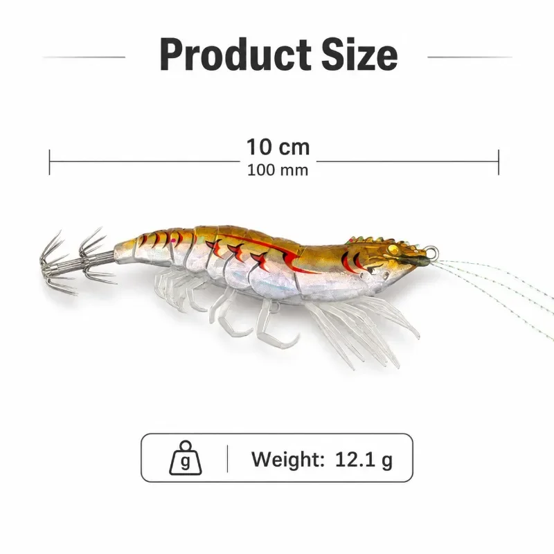 5pcs Squid Jig Lure Set Egi Flying Squid Bait Real Wooden Shrimp Laser Rattle Horizontal Jig for Saltwater Night Fishing Tackle - Detail Angle #06